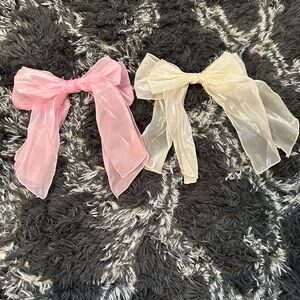 Pink & Cream Sheer Hair Bows
